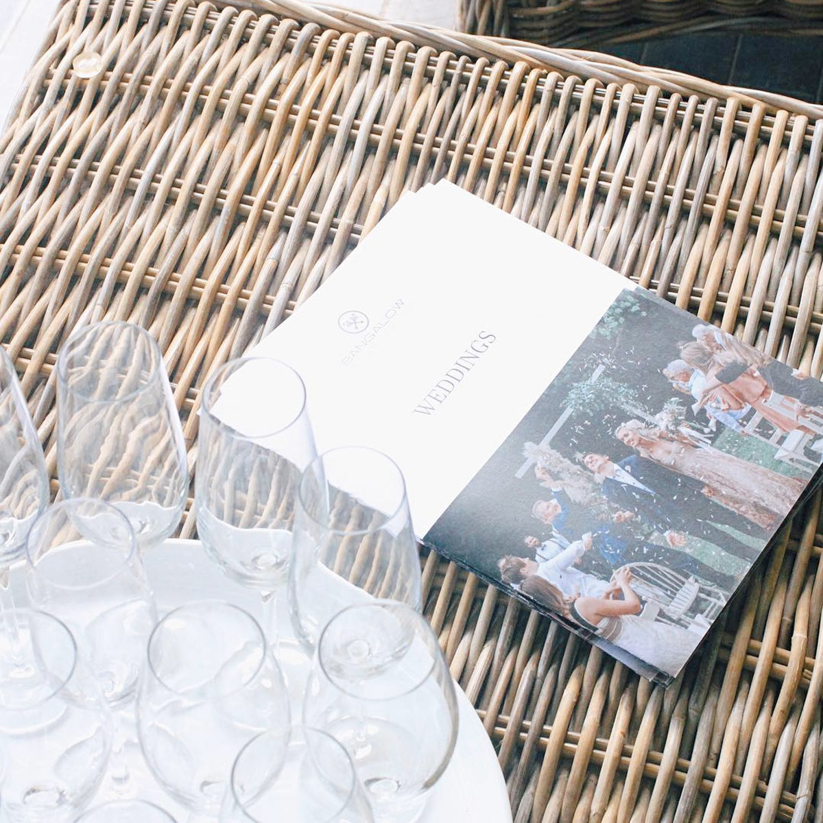 Elegant wedding brochures for Bangalow Guesthouse featuring ceremony and reception options