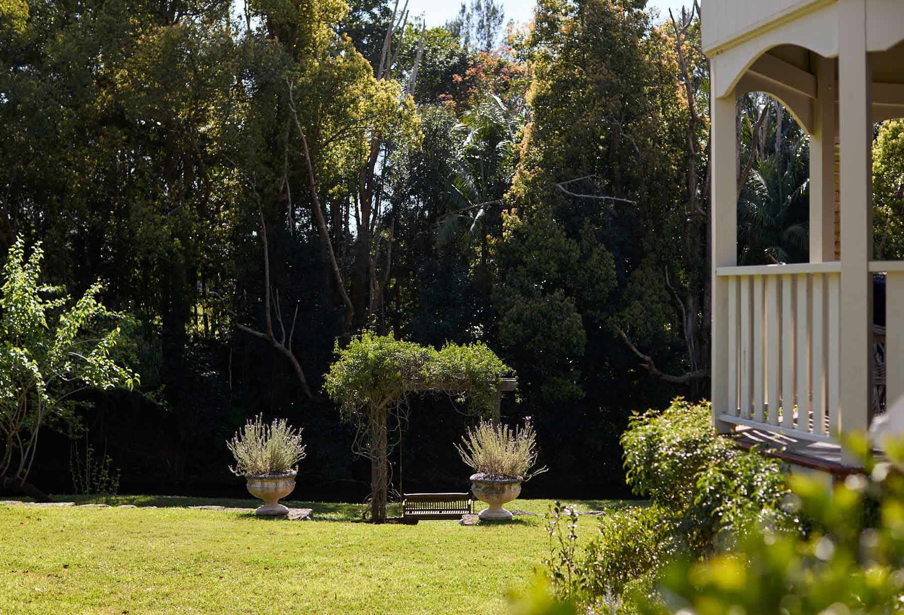 Three-acre heritage gardens at Bangalow Guesthouse in the Byron Bay hinterland