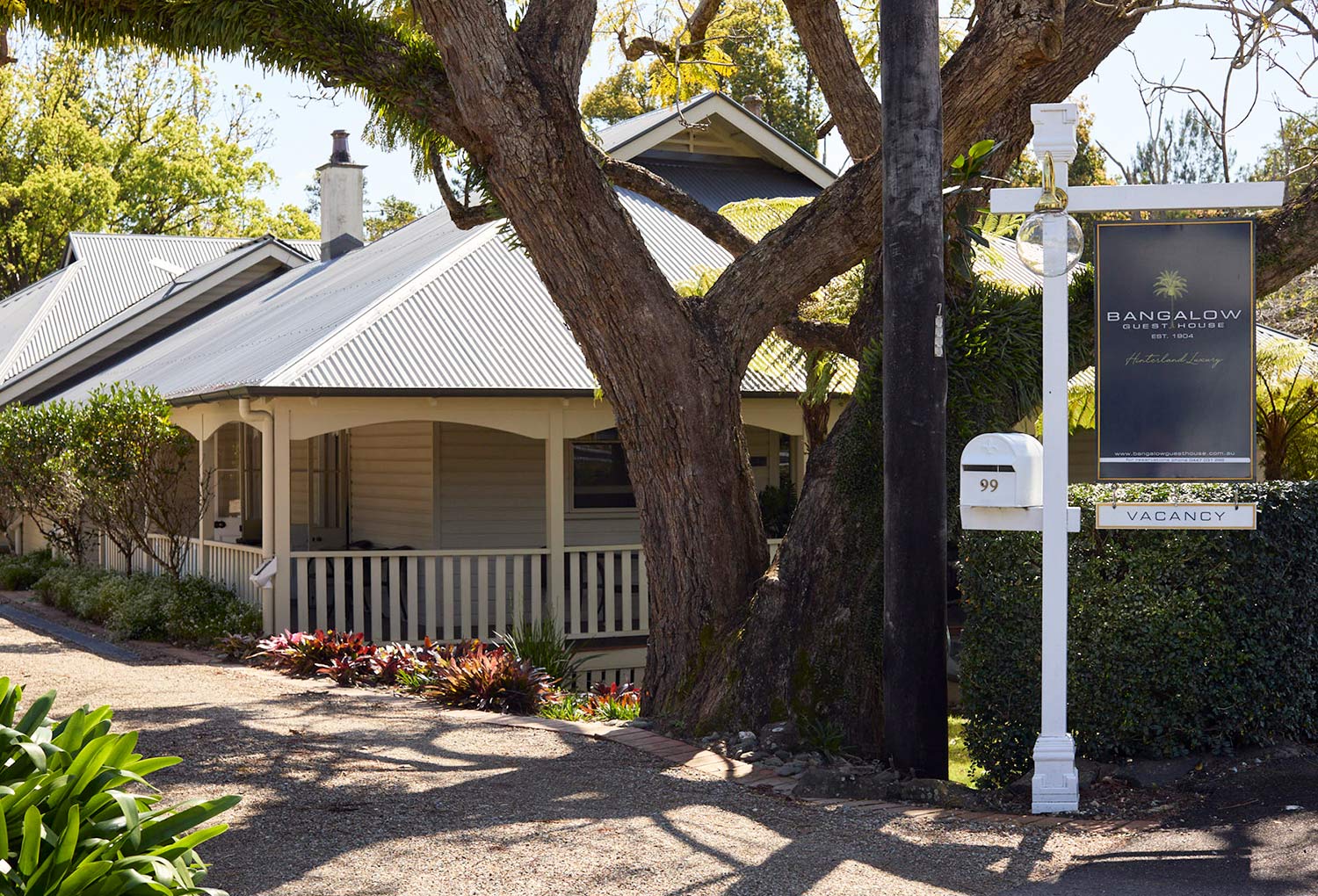 Entrance to Bangalow Guesthouse — heritage accommodation in the Byron Bay hinterland