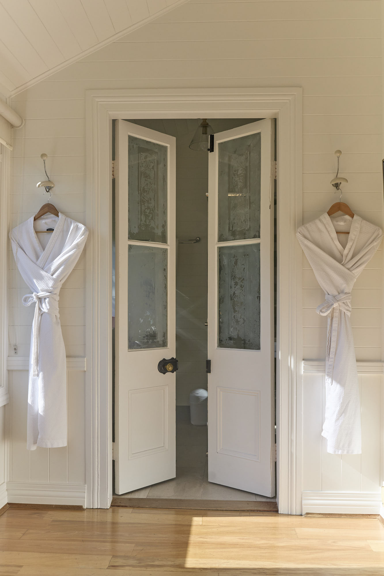 Dr Bracken Suite Organic Cotton Bathrobes — Bangalow Guesthouse Dr Bracken Suite complimentary organic cotton bathrobes at Bangalow Guesthouse for a peaceful Byron Bay hinterland retreat