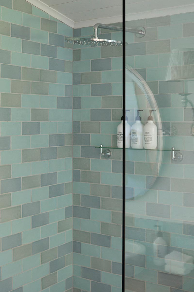 Lawrence Cottage Rainfall Shower — Heritage Comfort and Style Elegant rainfall shower in the heritage-style bathroom of Lawrence Cottage at Bangalow Guesthouse