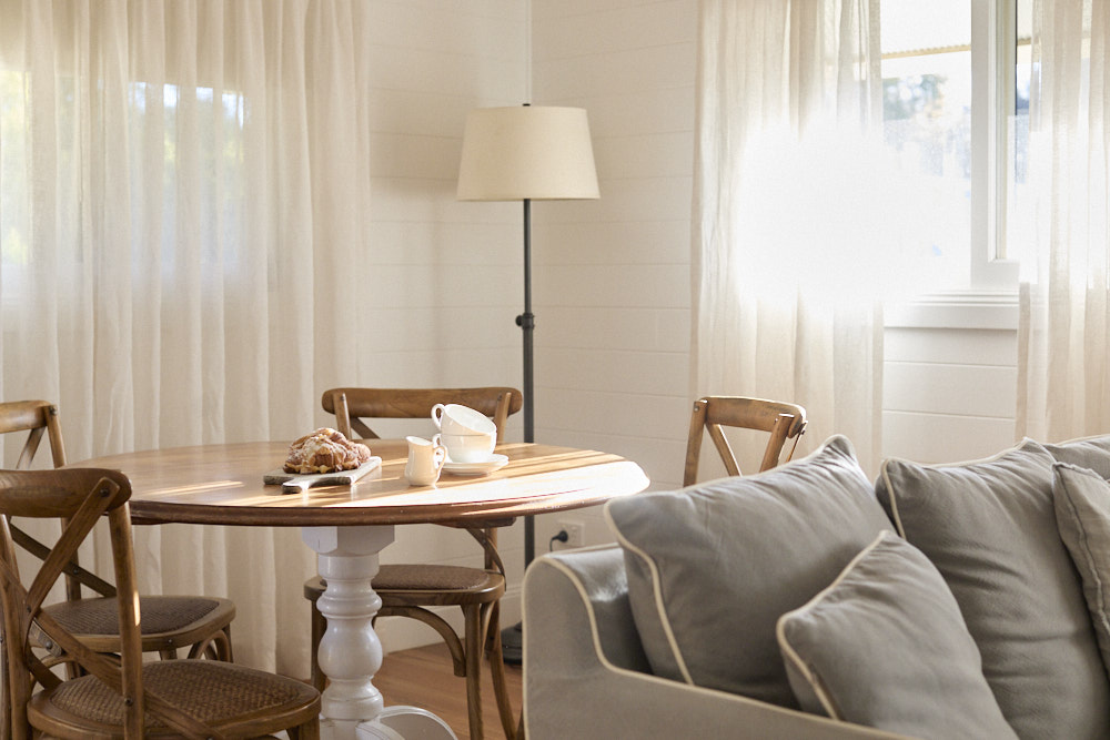 Miller Apartment bedroom with beautiful soft natural light at Bangalow Guesthouse near Byron Bay hinterland