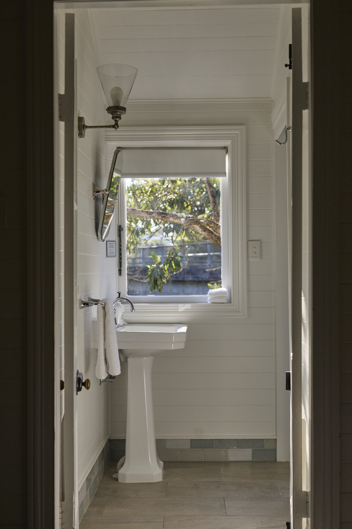 Mary James Suite Bathroom — Heritage Accommodation in Bangalow Mary James Suite elegant heritage-style bathroom at Bangalow Guesthouse near Byron Bay hinterland