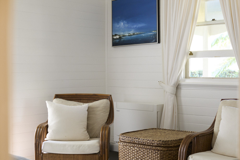 Mary James Suite — Elegant Sitting Area, Bangalow Guesthouse Mary James Suite sitting area at The Bangalow Guesthouse with elegant heritage décor and garden outlook