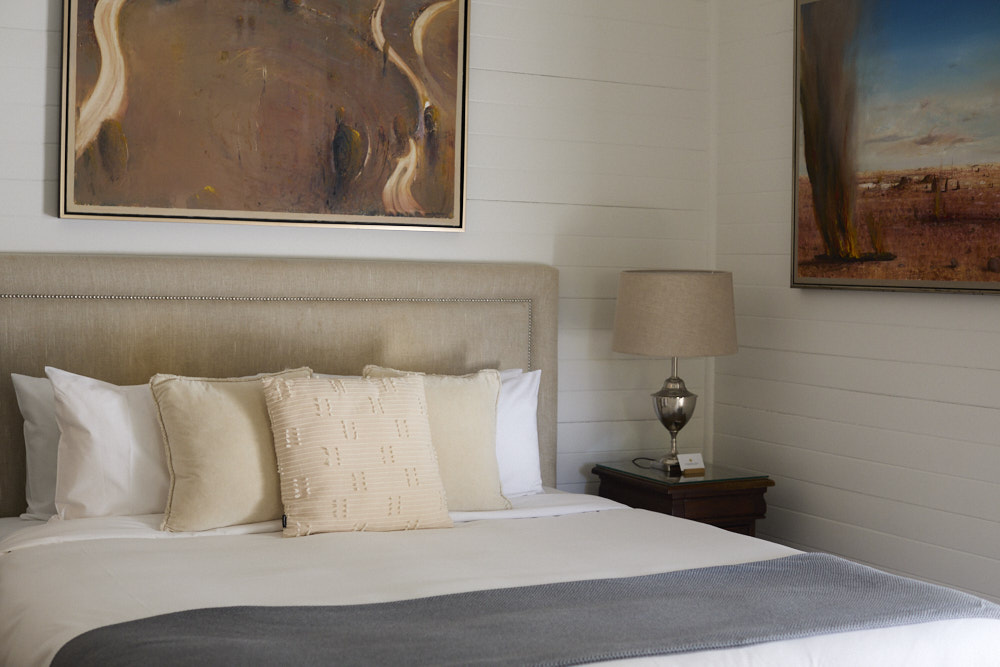 Mary James Suite — Luxury King Bed Accommodation, Bangalow Guesthouse Luxury king bed in the Mary James Suite at The Bangalow Guesthouse with elegant heritage styling