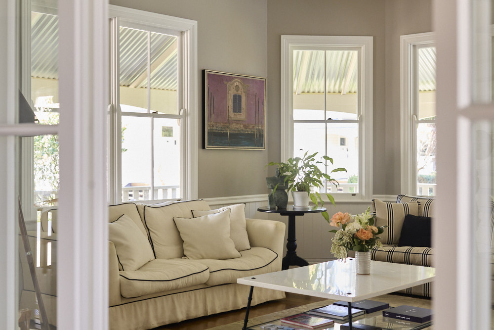 Heritage style guest lounge at The Bangalow Guesthouse in the Byron Bay hinterland